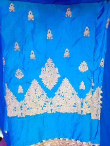 Embroidery Saaree Blue With Two Sequence Blouse