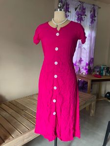 Hot Pink Button-Down Dress
