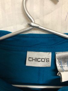 CHICO&#39;S Aqua Stretch  Button Down Casual Jacket