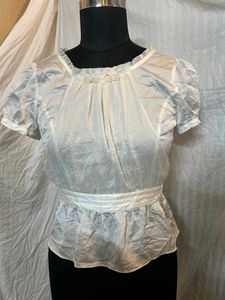 Korean Vintage Puff Sleeve Peplum Blouse