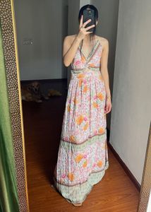 Floral Twist Front Maxi Dress
