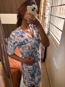 Blue Mosaic Korean Dress