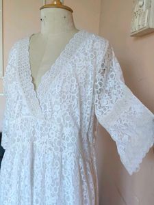 Vintage White Lace Midi Dress