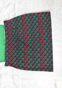 Green Top and Patterned Mini Skirt