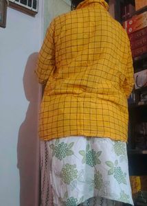 Yellow Checkered nightsuit set