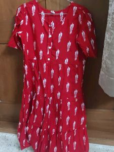 Red Printed Casual Dress