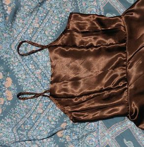 Satin Frock Cofee Brown