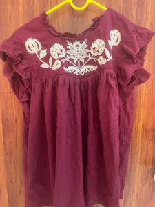 Embroidered Maroon Dress