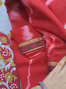 New Red Big  Bandej Saree