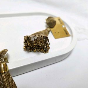 Vintage Gold Mesh Tassel Earrings