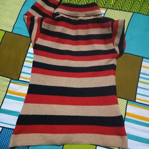 Women Red Striped Winter Sweater