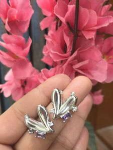 Anti tarnish, Elegant Silver Tone Stud Earrings