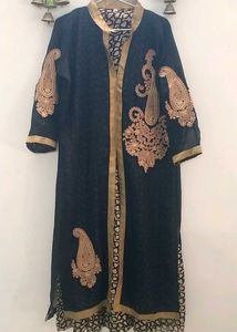 Elegant Black & Gold Embroidered Dress
