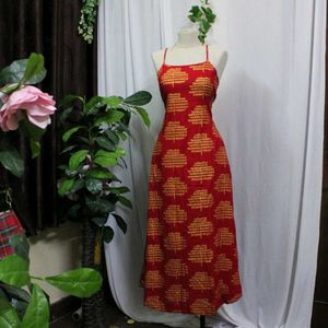 Max Red Color Printed Aline Dress