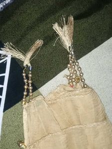 Golden Dupatta Of Net In Very Good Situation