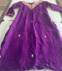 Purple Embroidered Kurti Top