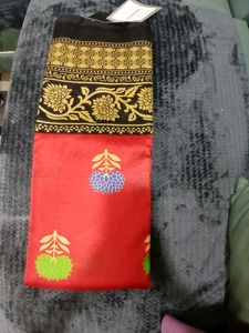 Red & Black Patterned Sari