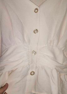 Cream Peplum Blouse