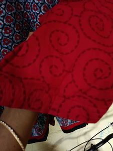 Red &amp; Gray Floral Salwar Kameez