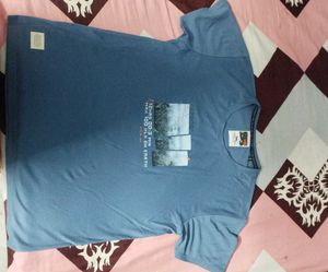 Saints Crew Graphic Print Tee - Blue