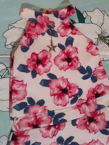 Pink Halter Neck Floral Tail Dress