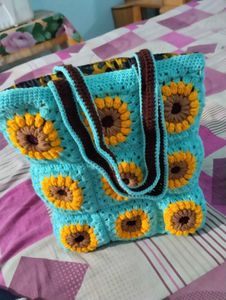 Sunflower Crochet Tote Bag