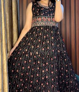 Black Embroidered Gown