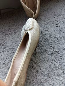 Sparkly Pearl Bow Ballet Flats