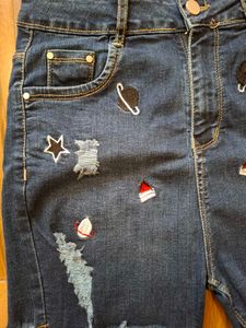 Embroidered Denim Shorts