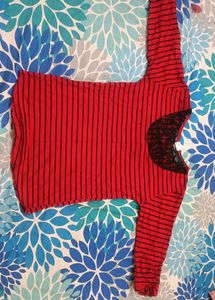 Red Striped Long Sleeve Top