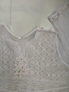Festive Chikankari A-line Kurta with Belt