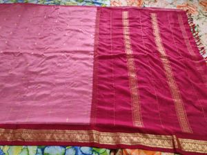 Onion Pink &amp; Maroon silk Saree