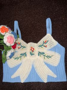 Crochet Floral Bow Tank Top