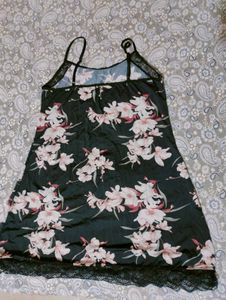 Floral Print Black Nighty Top