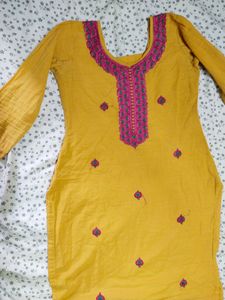 Pure Cotton Yellow Kurti