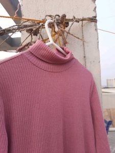 Ajio Ribbed Dusty Purple Dress Women