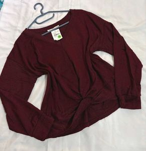 🎁Buy1 Get1 Free Knotted Burgundy Top D