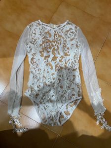 Elegant White Backless Sexy Lace Bodysuit