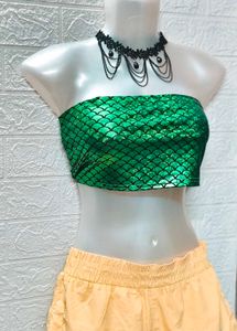 New Metallic Green Fish Scale Design Tube Top