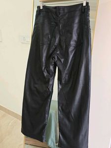 H&amp;M Black Faux Leather Pants with Fleece