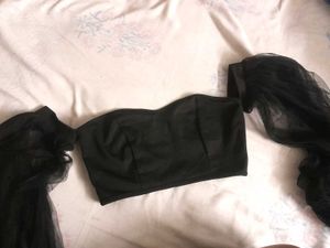 Now Black Ballon Sleeve Top