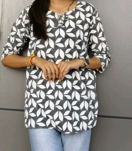 Leaf Print Tunic Short Kurti