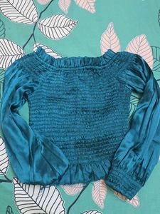 Teal Smocked Top