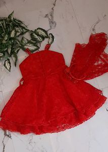 Party wear Red Frock for Kid Girls