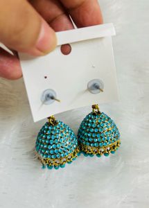 Traditional Blue Stone Jhumka | Ethnic |Festive