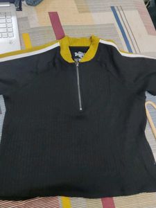 Roadster Black Polo Crop Top