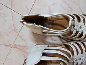Cute White Sandals Size 4