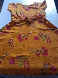 Mustard Floral Print Dress