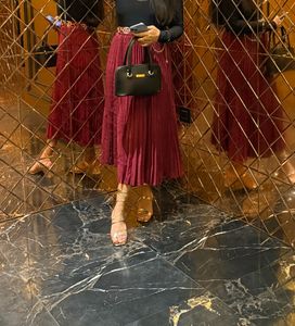 Maroon Pleated Skirt