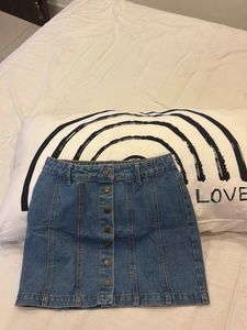 Denim Button-Front Mini Skirt